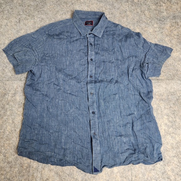 UNTUCKit Other - Untuckit 100% Linen Canon Button Shirt Men XL SS Blue White Micro Stripe Slim